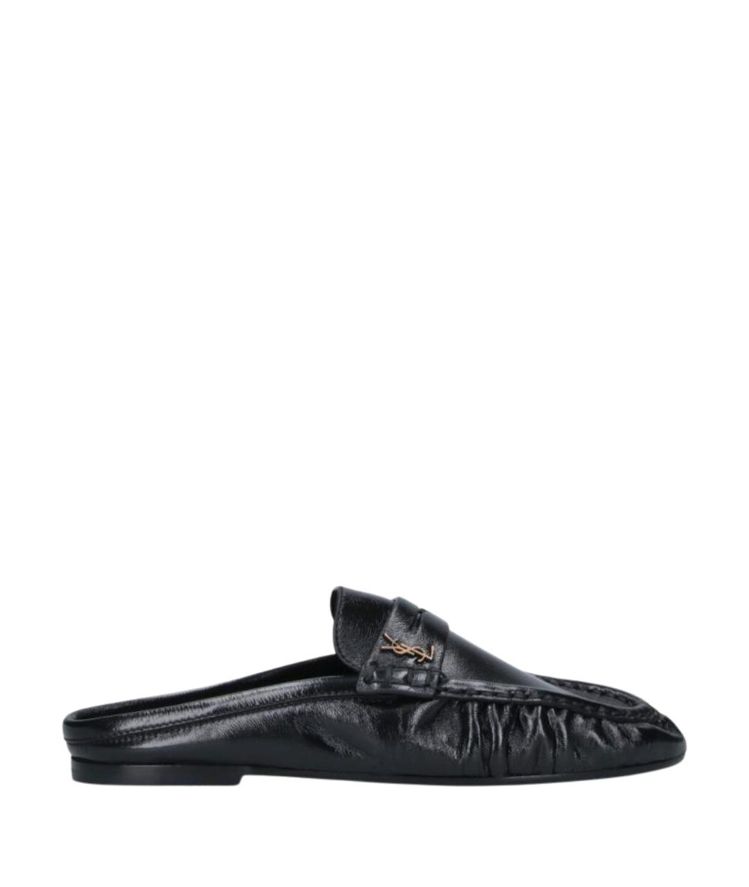 SAINT LAURENT Черные кожаные мюли, фото 1