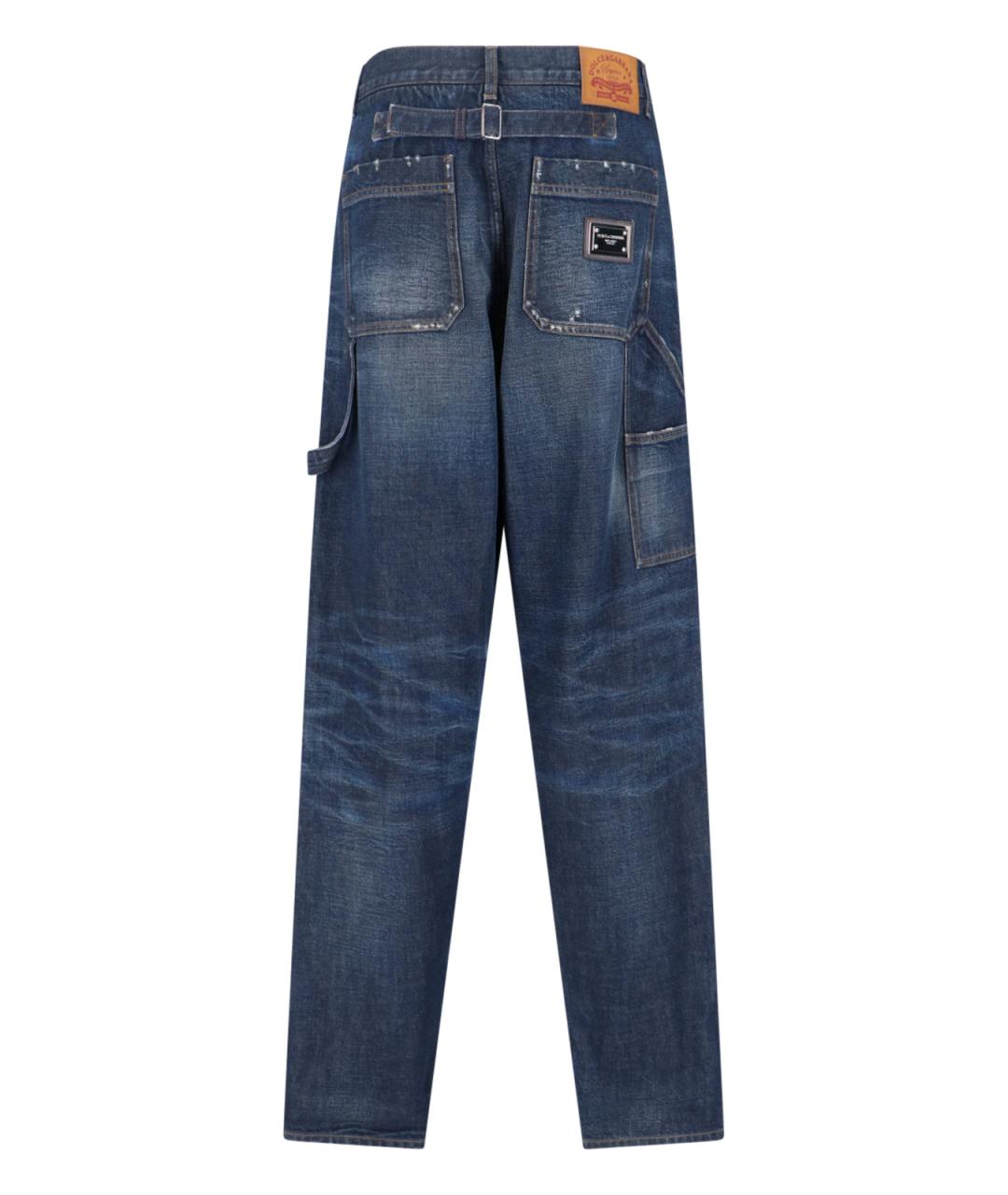 DOLCE&GABBANA Синие хлопковые прямые джинсы, фото 2