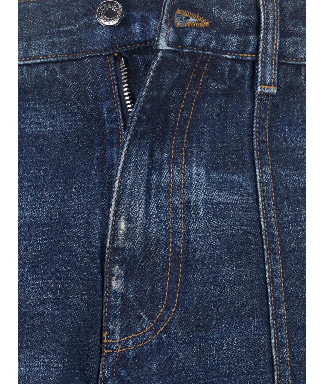 DOLCE&GABBANA Синие хлопковые прямые джинсы, фото 5