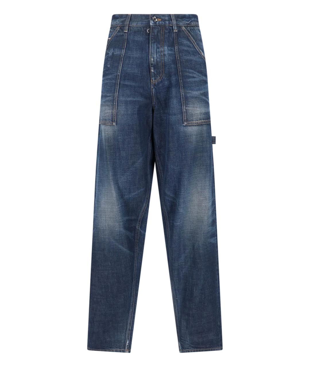 DOLCE&GABBANA Синие хлопковые прямые джинсы, фото 1