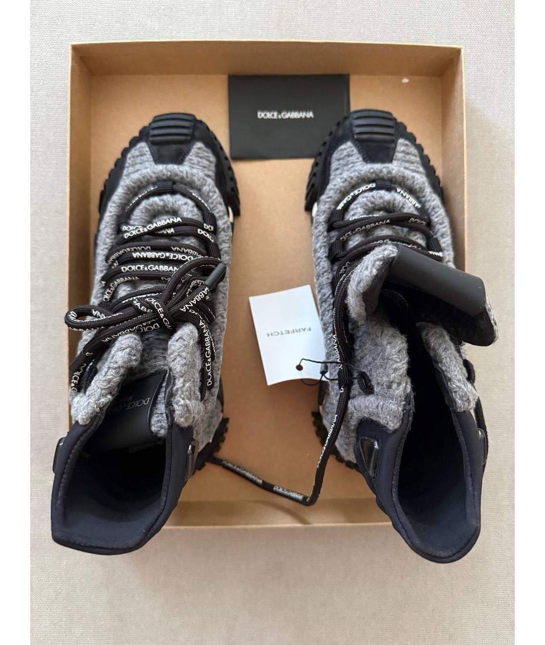 DOLCE&GABBANA Серые кожаные кроссовки, фото 3