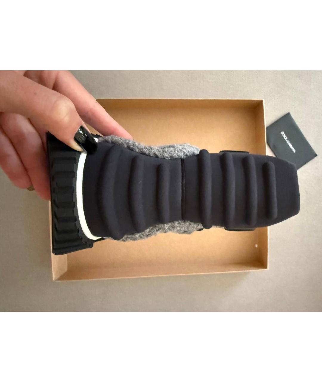 DOLCE&GABBANA Серые кожаные кроссовки, фото 4