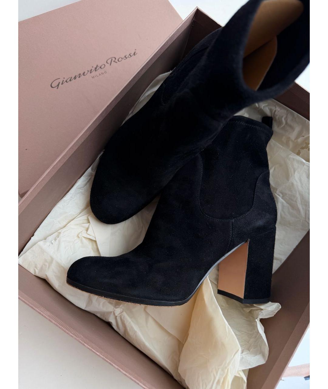 SERGIO ROSSI Черные замшевые ботильоны, фото 6