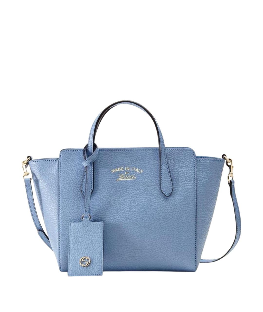 GUCCI Голубая кожаная сумка тоут, фото 1