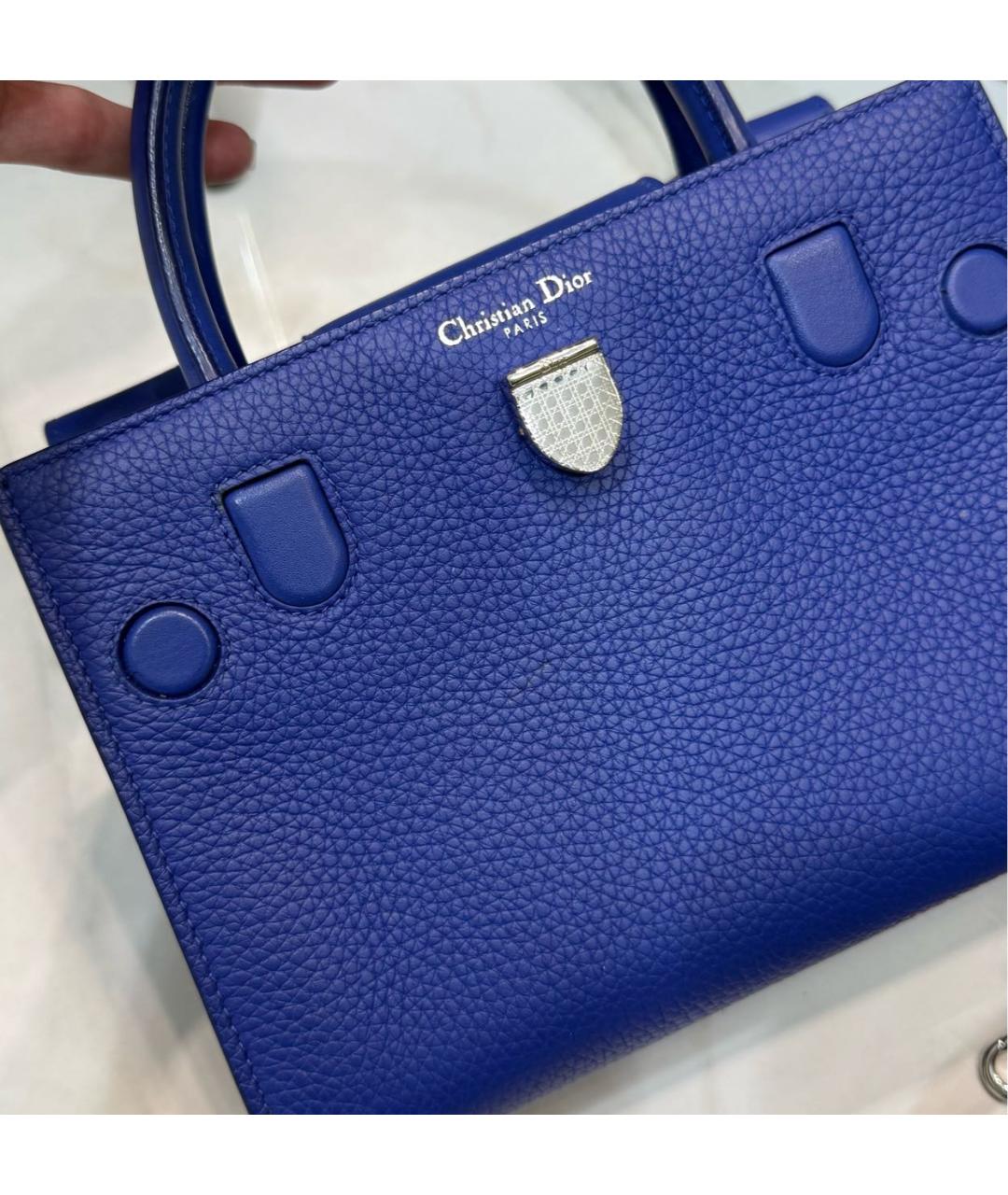 CHRISTIAN DIOR Синяя кожаная сумка с короткими ручками, фото 4