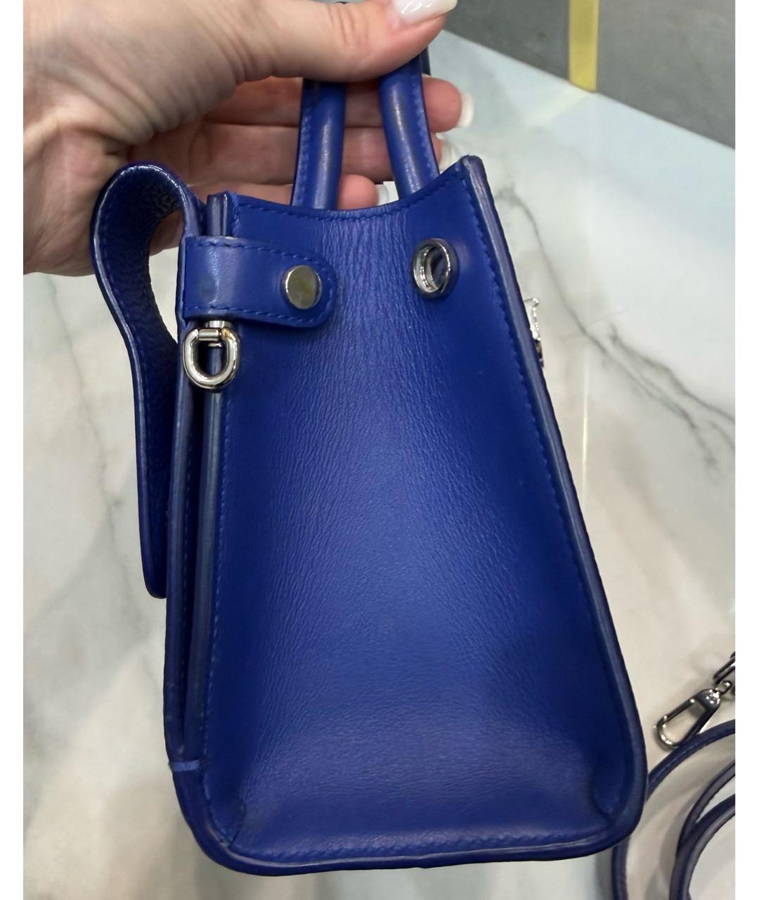 CHRISTIAN DIOR Синяя кожаная сумка с короткими ручками, фото 5
