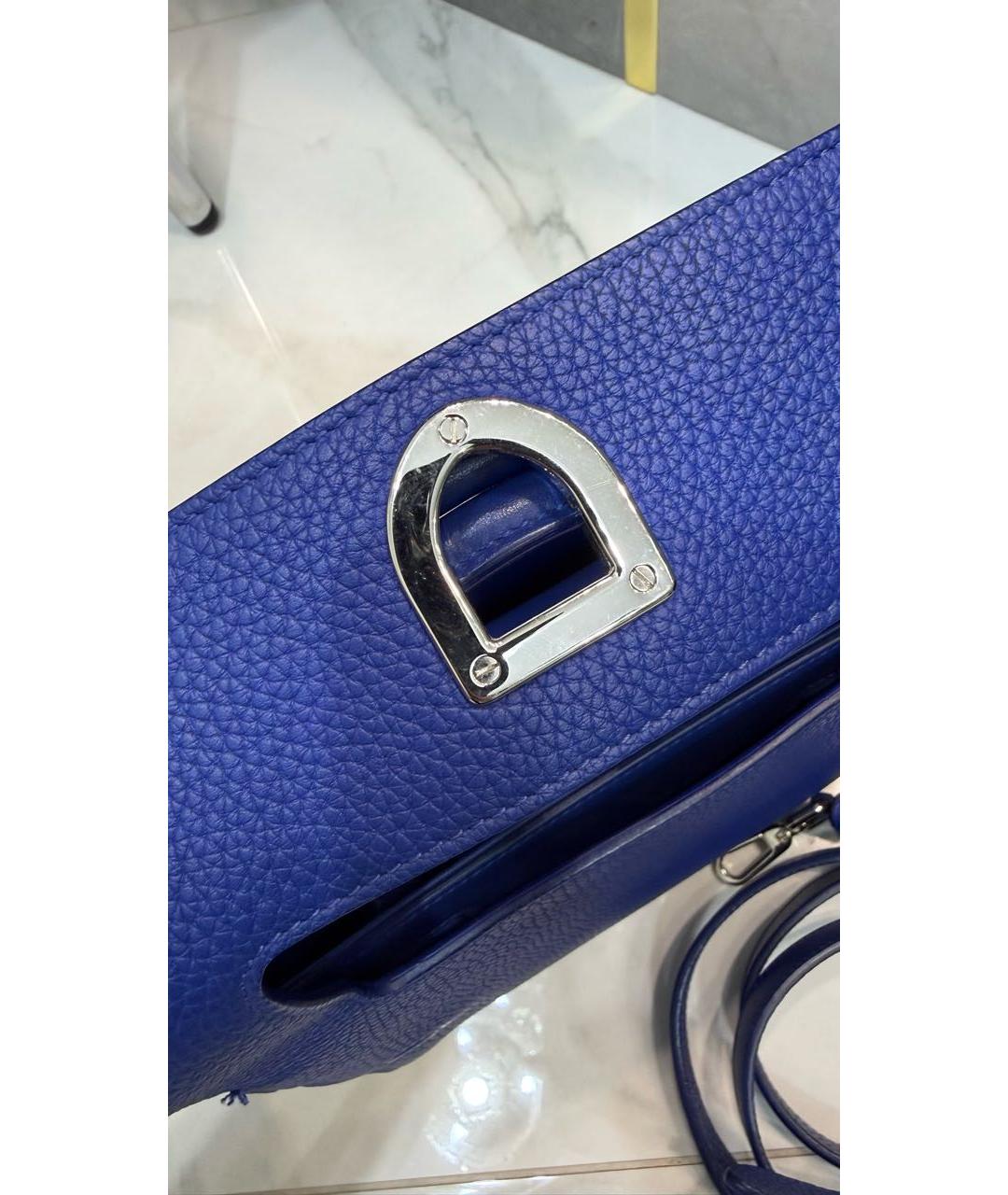 CHRISTIAN DIOR Синяя кожаная сумка с короткими ручками, фото 7