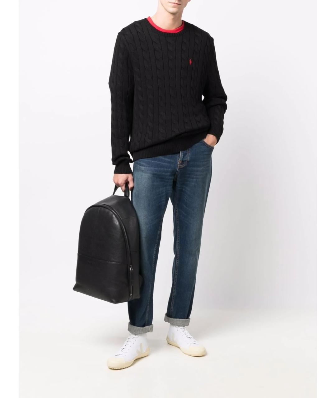 POLO RALPH LAUREN Темно-синий хлопковый джемпер / свитер, фото 2