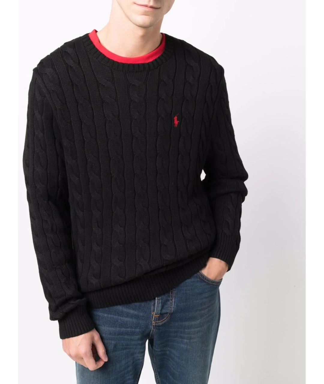 POLO RALPH LAUREN Темно-синий хлопковый джемпер / свитер, фото 5