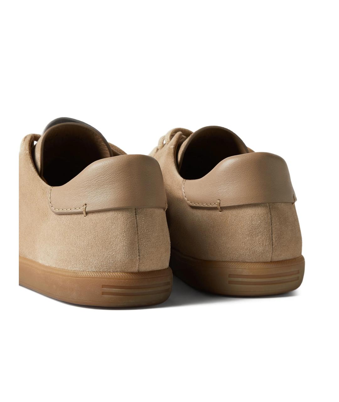 ZEGNA Коричневые замшевые низкие кроссовки / кеды, фото 5