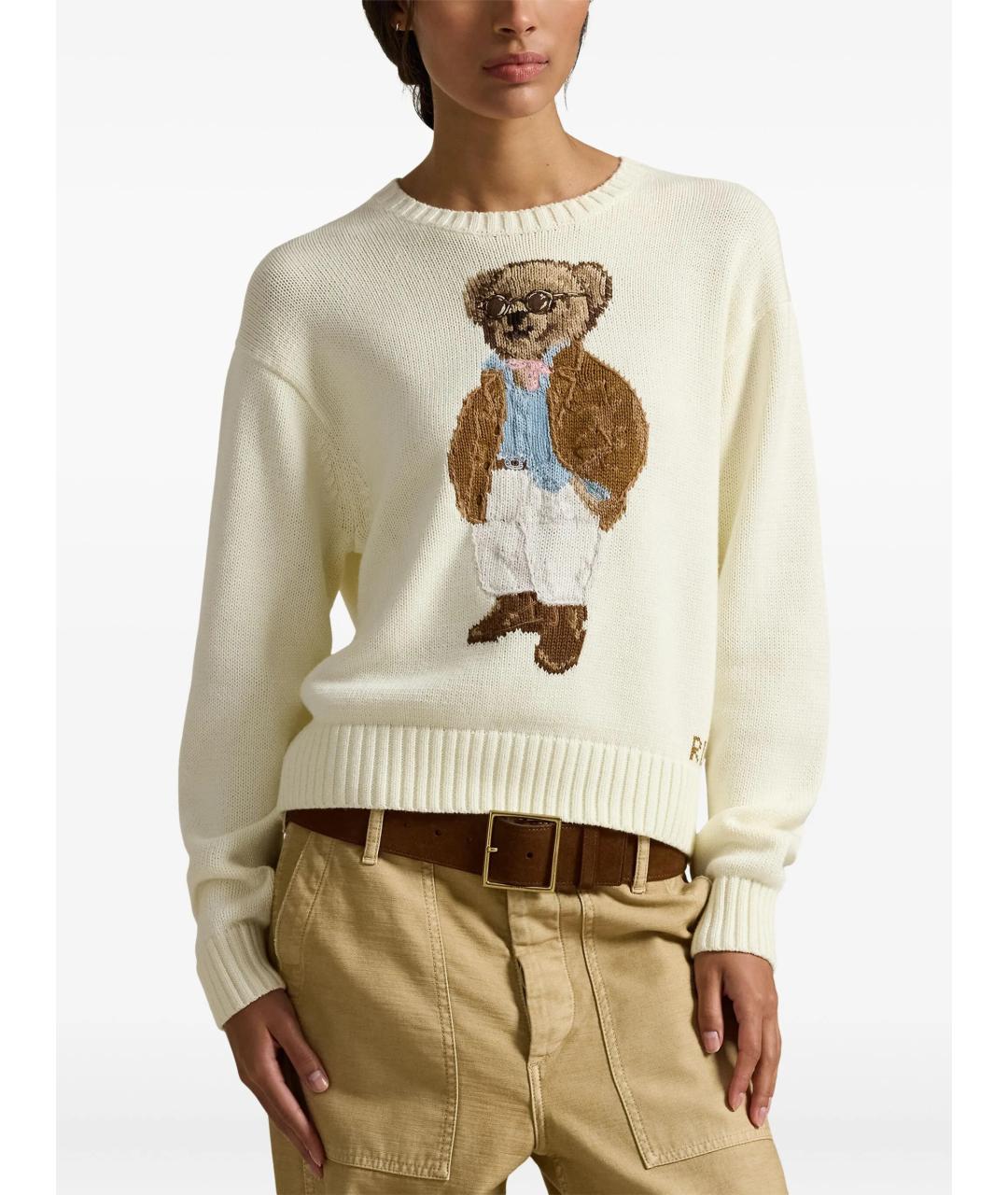 POLO RALPH LAUREN Бежевый хлопковый джемпер / свитер, фото 3