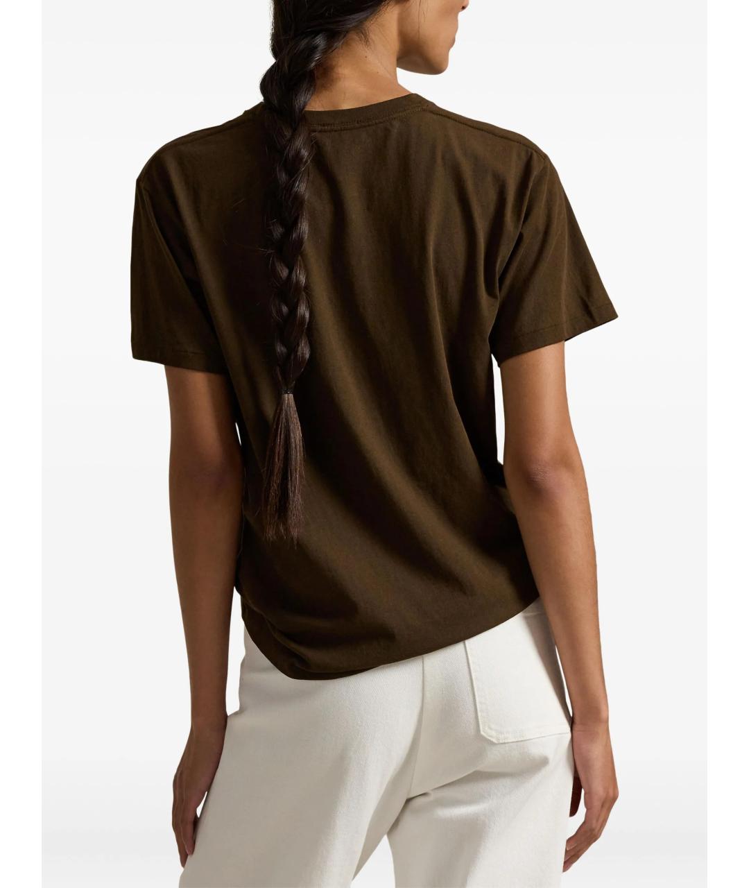 POLO RALPH LAUREN Коричневая хлопковая футболка, фото 4