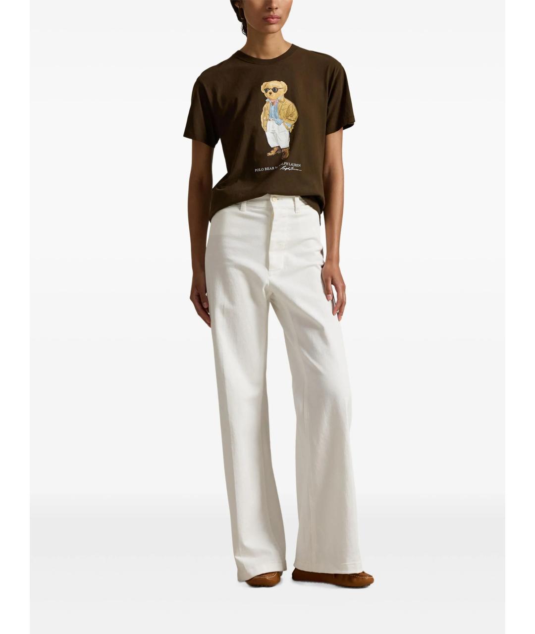 POLO RALPH LAUREN Коричневая хлопковая футболка, фото 2