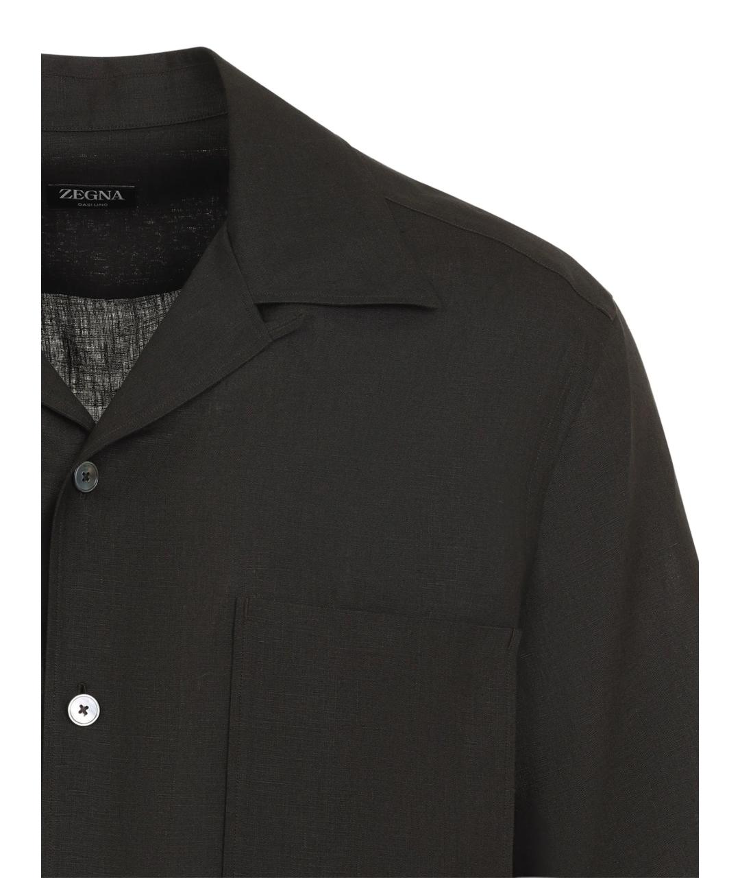 ZEGNA Черная льняная кэжуал рубашка, фото 3