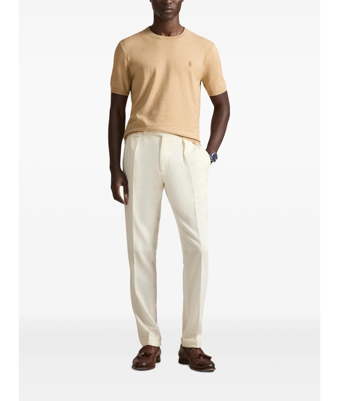 POLO RALPH LAUREN Бежевый хлопковый джемпер / свитер, фото 2