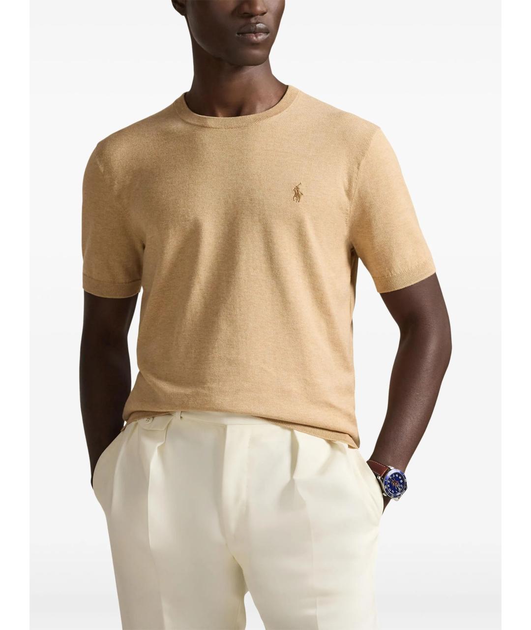 POLO RALPH LAUREN Бежевый хлопковый джемпер / свитер, фото 3