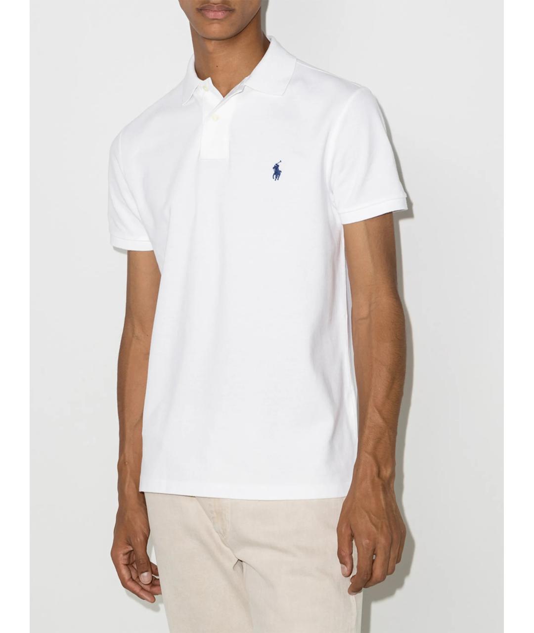 POLO RALPH LAUREN Белое хлопковое поло с коротким рукавом, фото 2