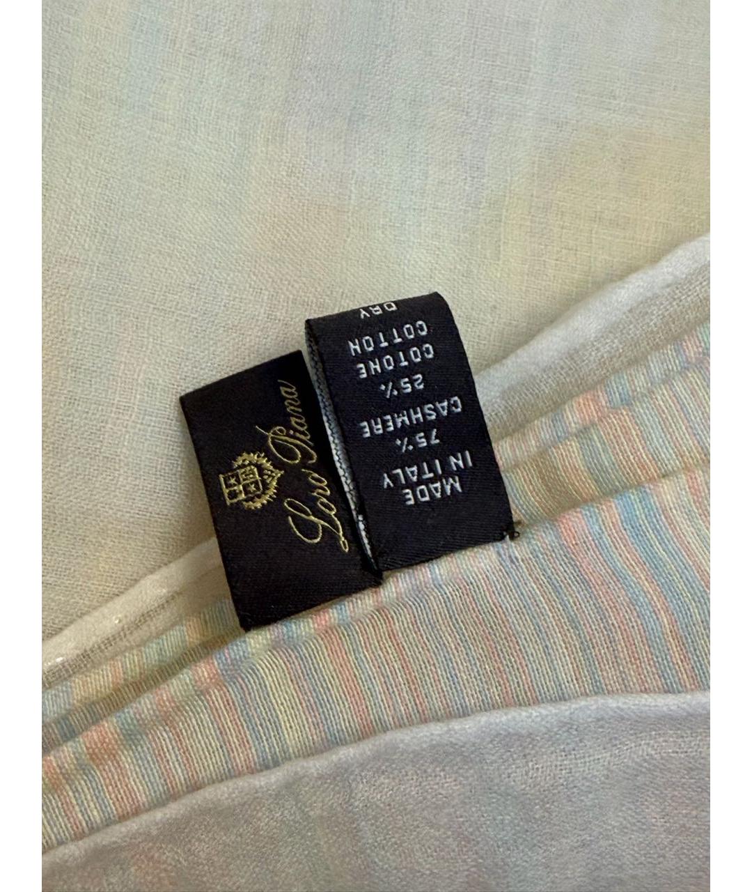 LORO PIANA Белый кашемировый шарф, фото 7