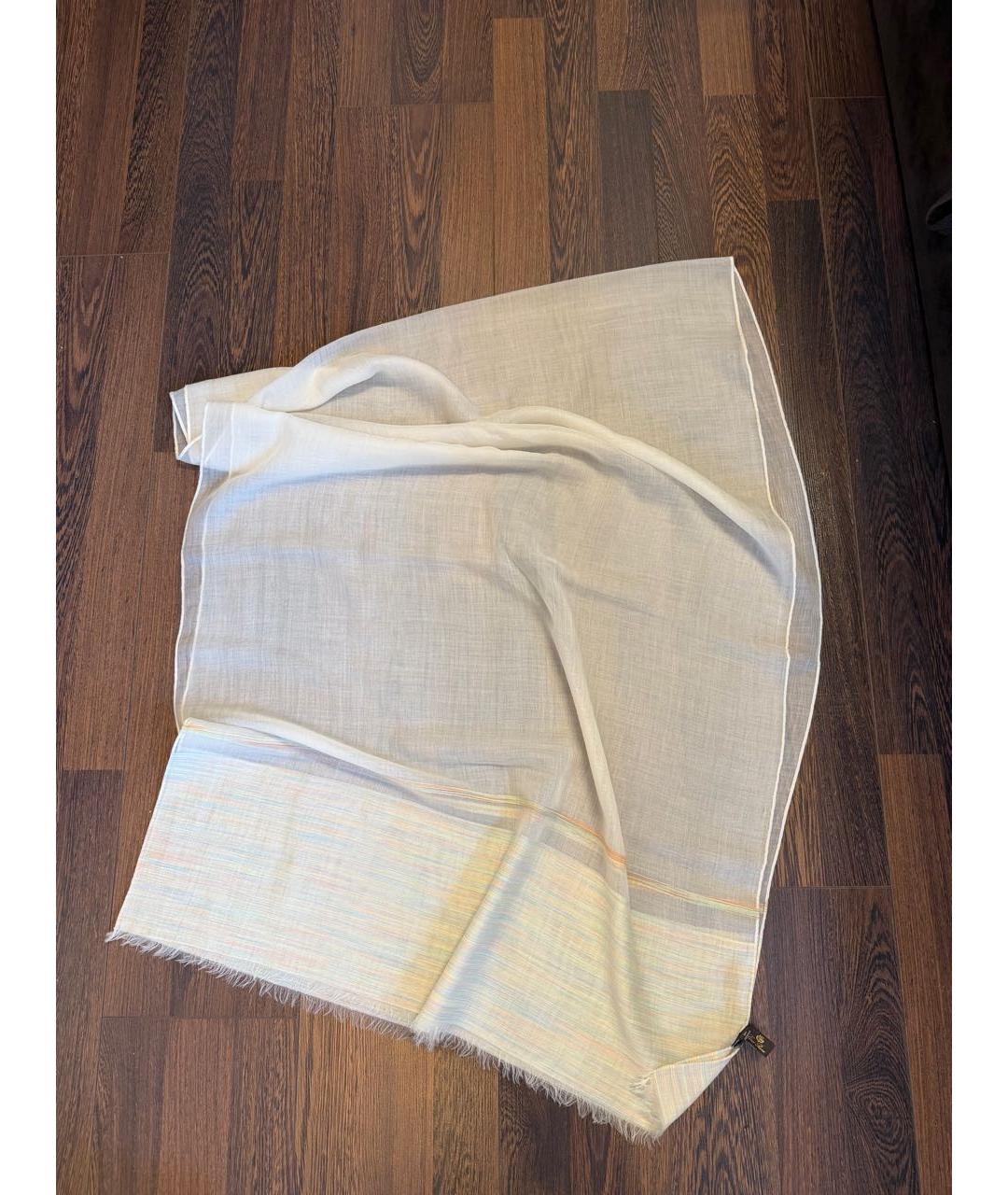 LORO PIANA Белый кашемировый шарф, фото 4