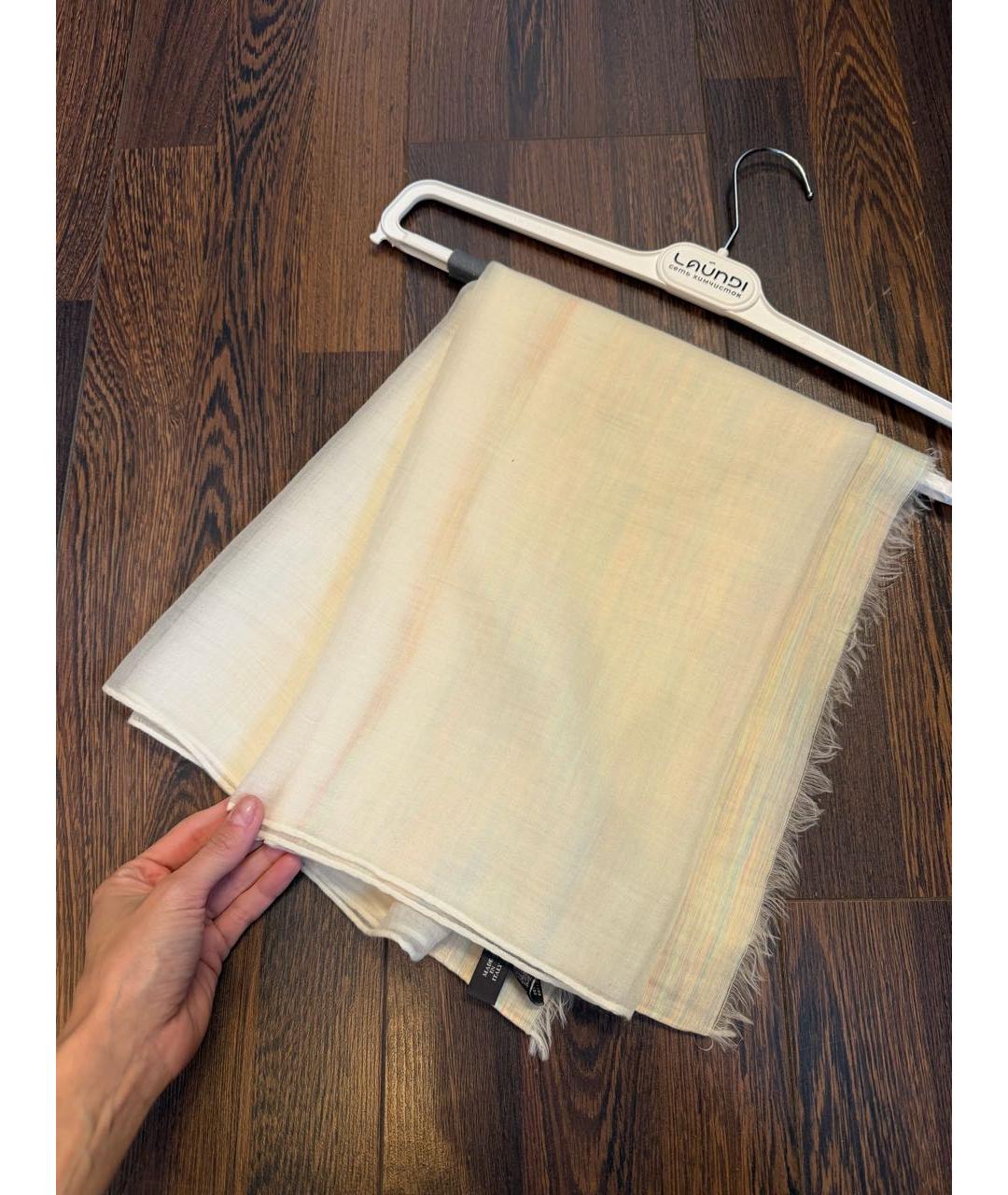 LORO PIANA Белый кашемировый шарф, фото 3