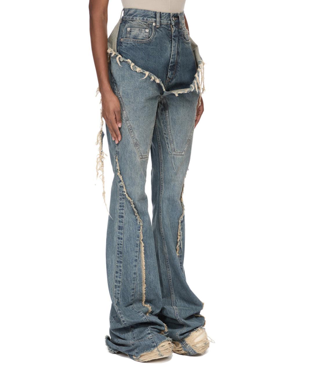 RICK OWENS DRKSHDW Синие хлопковые джинсы клеш, фото 3