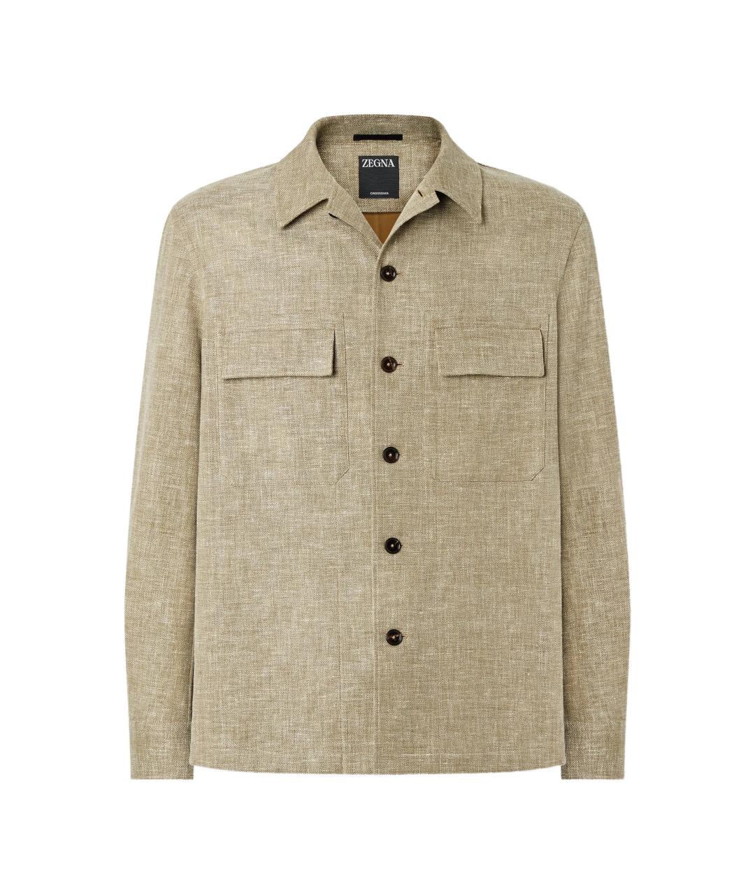 ZEGNA Бежевая льняная кэжуал рубашка, фото 1