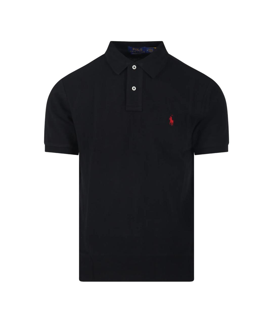 POLO RALPH LAUREN Черное хлопковое поло с коротким рукавом, фото 1