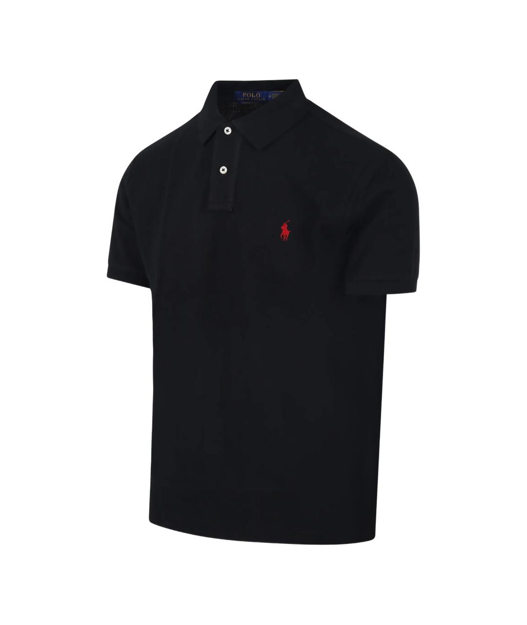 POLO RALPH LAUREN Черное хлопковое поло с коротким рукавом, фото 3