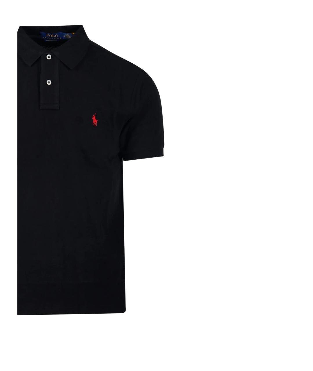 POLO RALPH LAUREN Черное хлопковое поло с коротким рукавом, фото 4