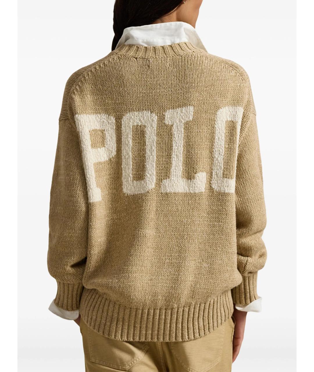POLO RALPH LAUREN Бежевый хлопковый джемпер / свитер, фото 4