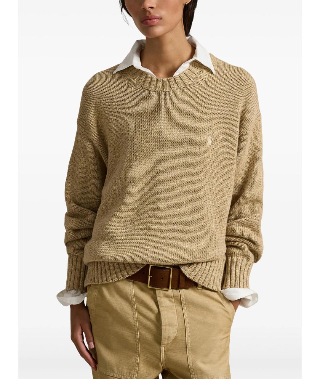 POLO RALPH LAUREN Бежевый хлопковый джемпер / свитер, фото 3