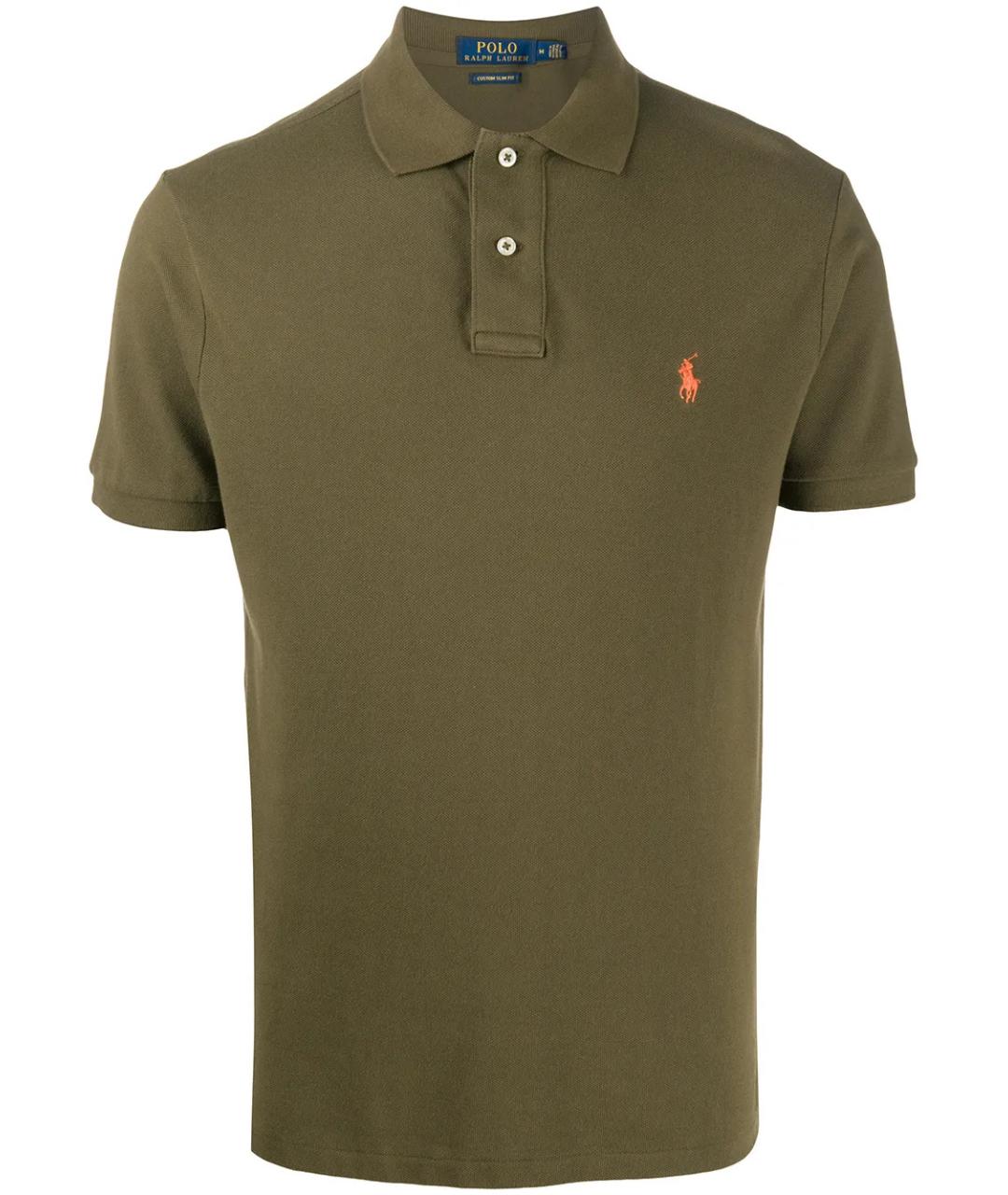 POLO RALPH LAUREN Зеленые хлопковое поло с коротким рукавом, фото 1