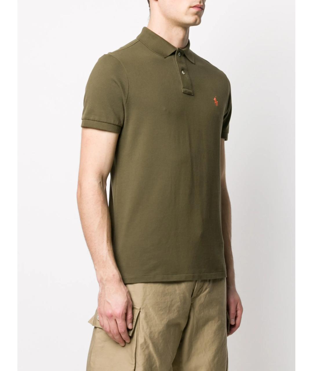 POLO RALPH LAUREN Зеленые хлопковое поло с коротким рукавом, фото 3