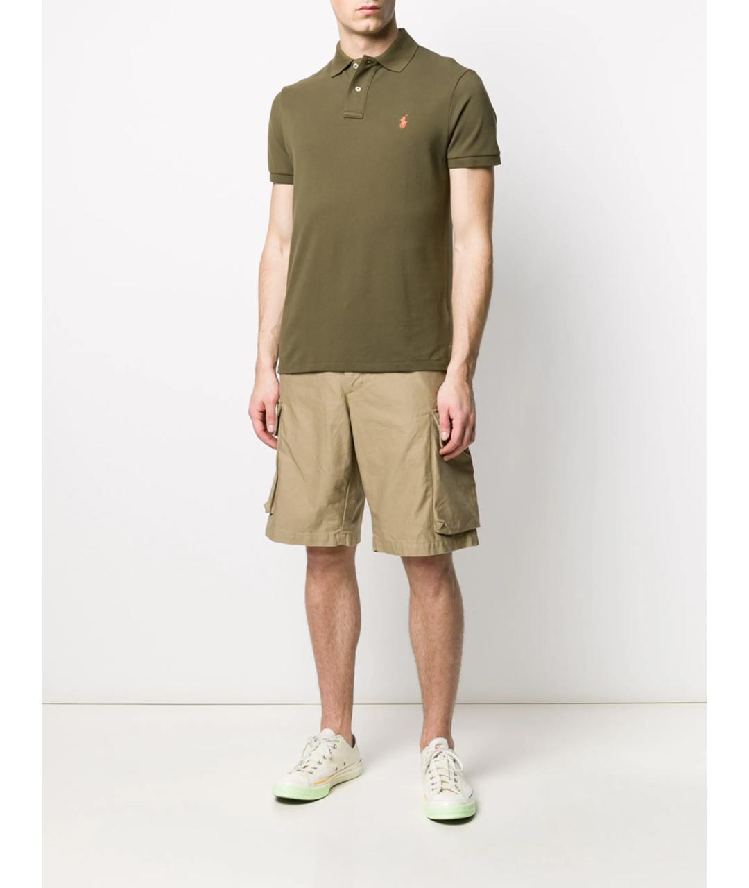 POLO RALPH LAUREN Зеленые хлопковое поло с коротким рукавом, фото 2