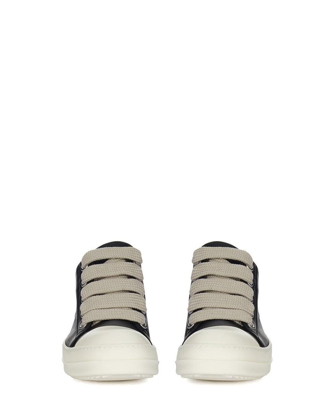 RICK OWENS Черные кожаные низкие кроссовки / кеды, фото 3