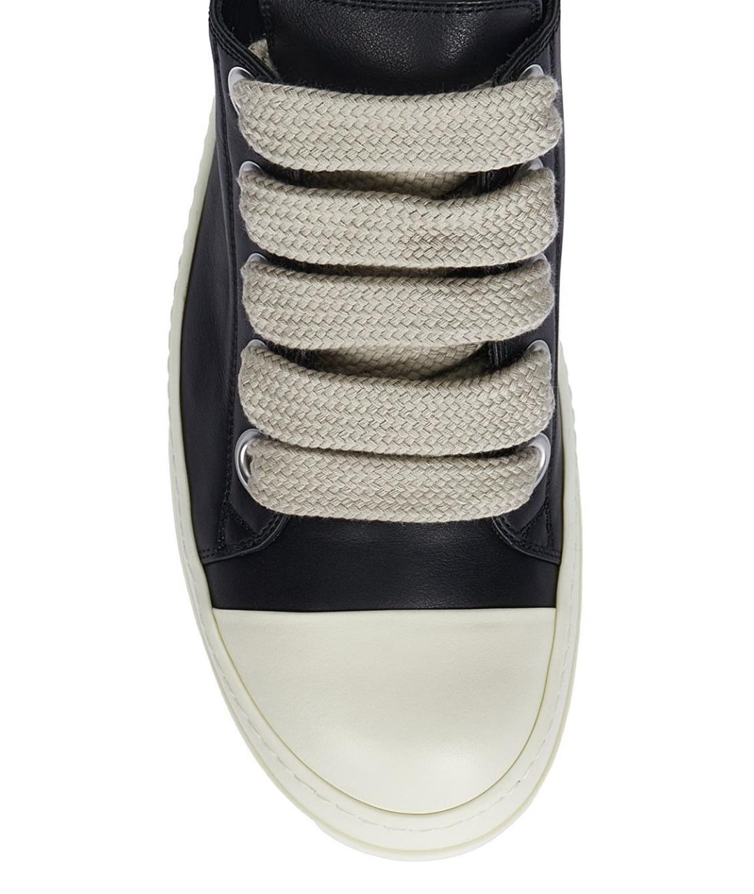 RICK OWENS Черные кожаные низкие кроссовки / кеды, фото 6