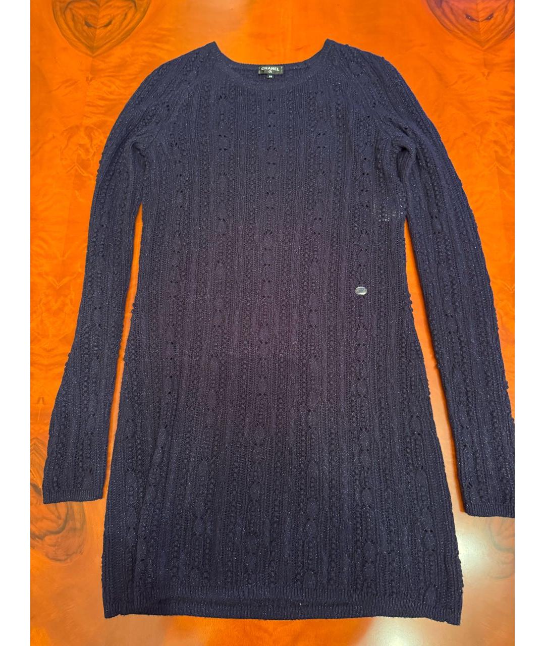 CHANEL Темно-синее кашемировое платье, фото 4