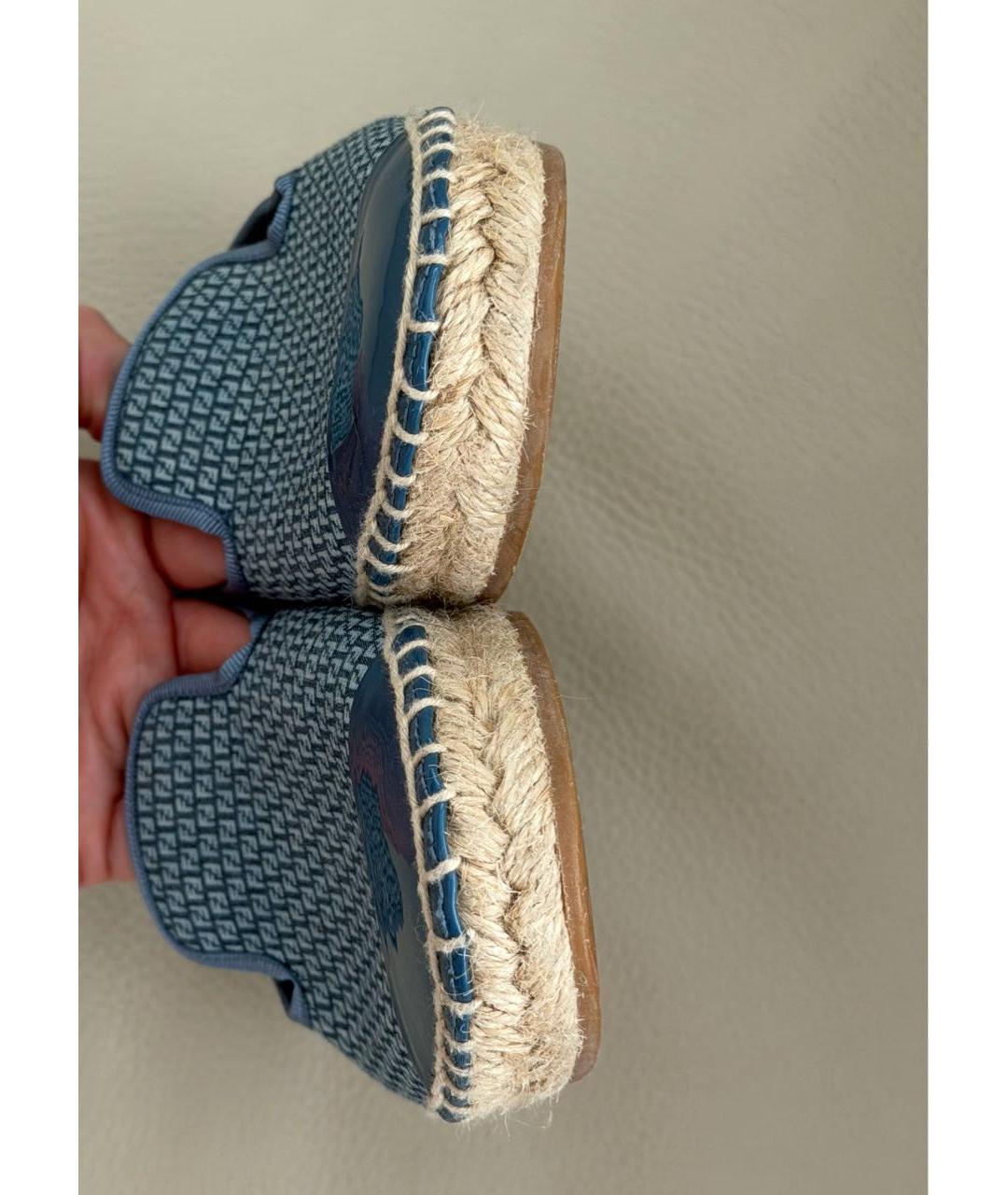 FENDI Голубые текстильные лоферы и мокасины, фото 3