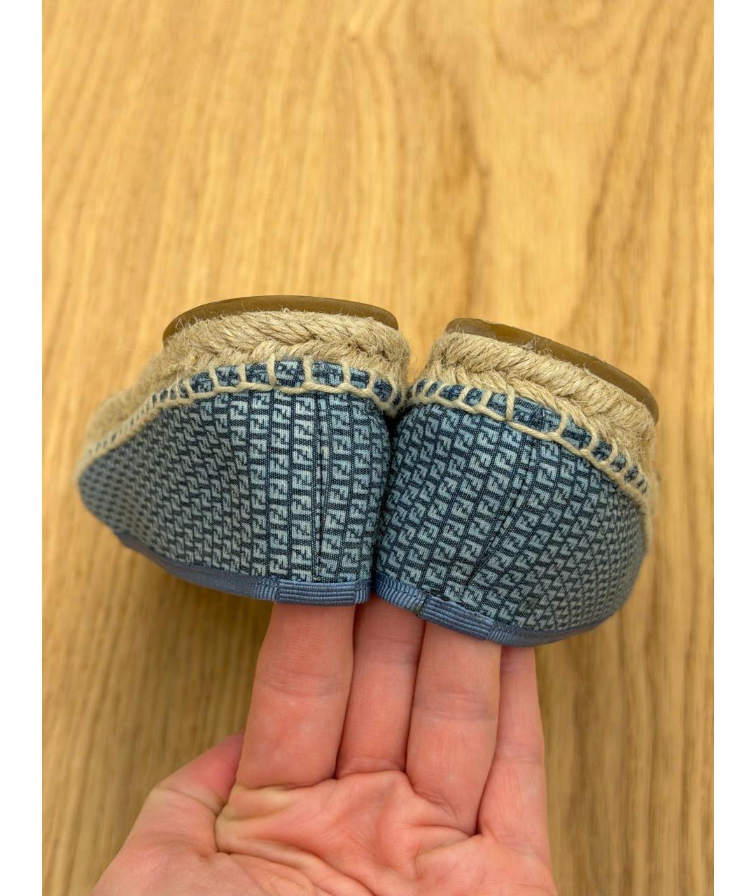 FENDI Голубые текстильные лоферы и мокасины, фото 5