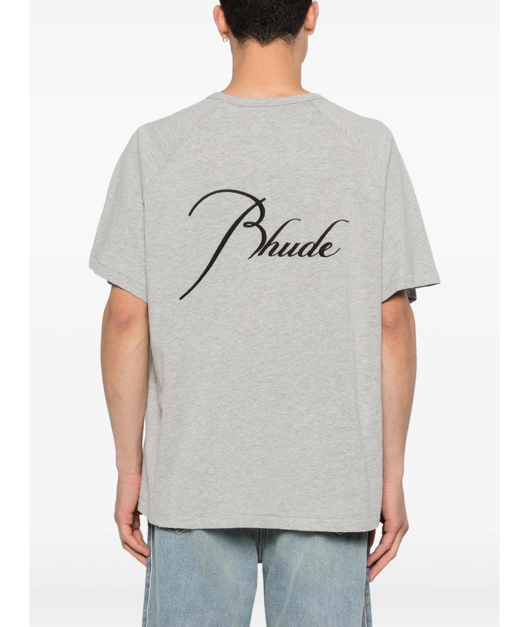 RHUDE Серая хлопковая футболка, фото 4