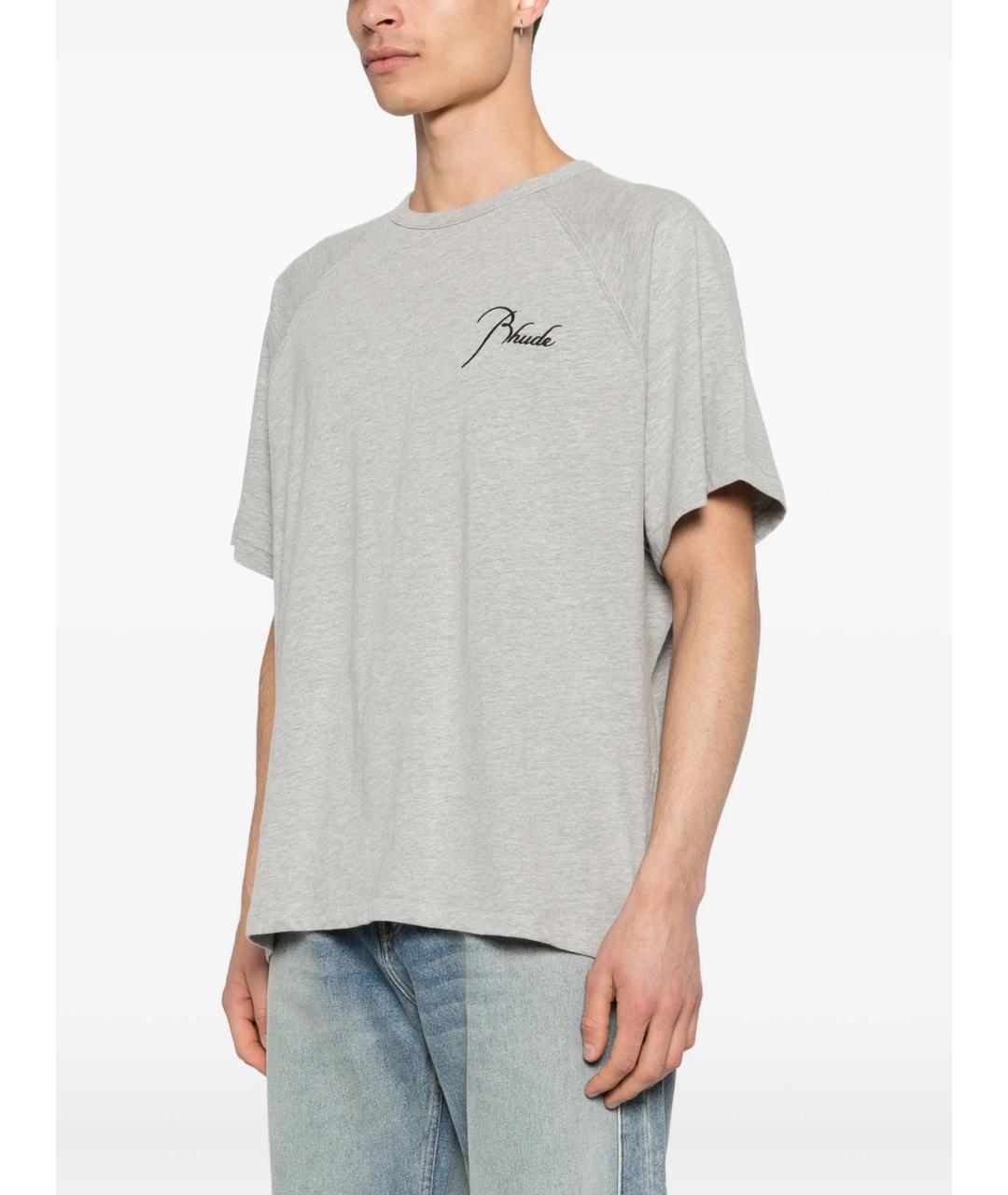 RHUDE Серая хлопковая футболка, фото 3