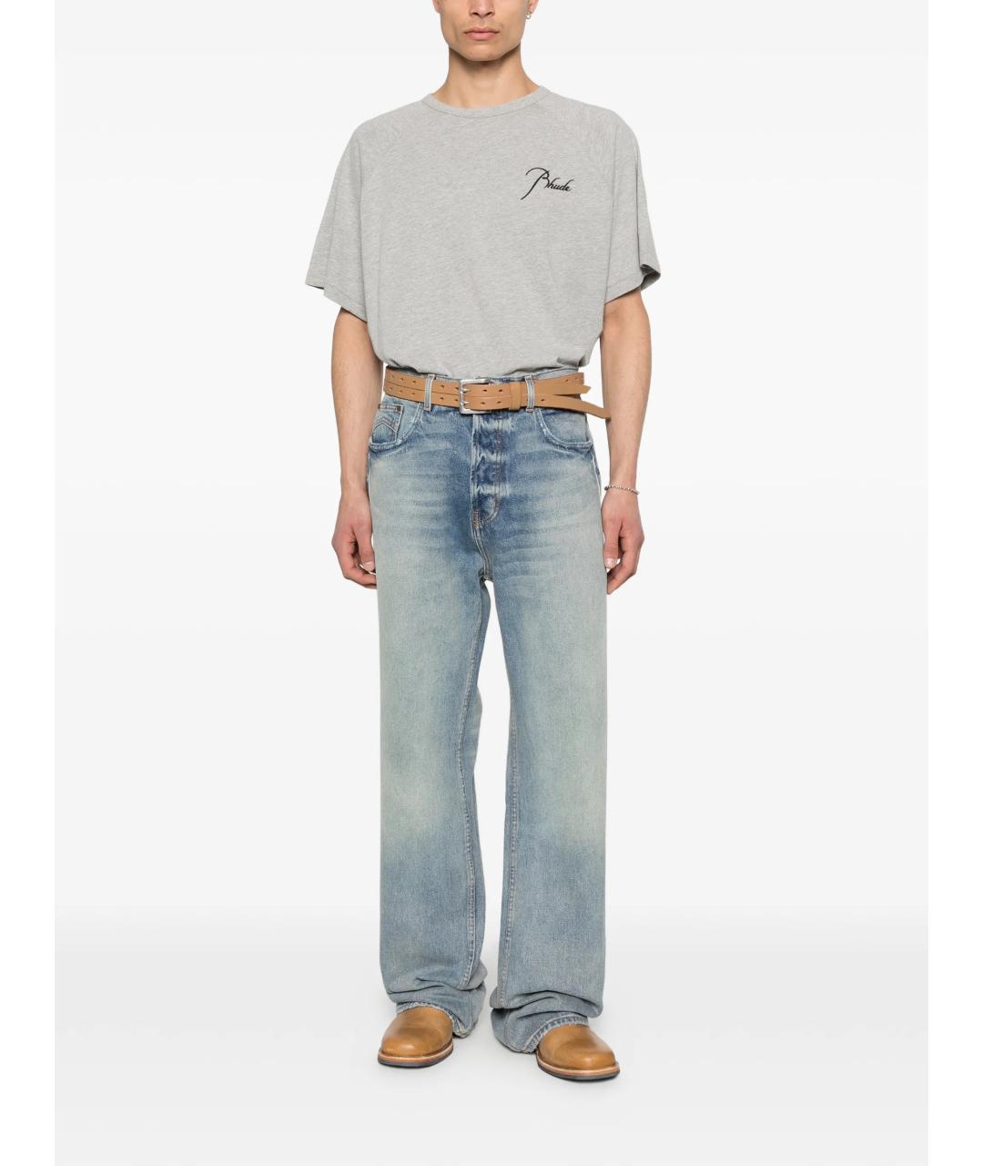 RHUDE Серая хлопковая футболка, фото 2