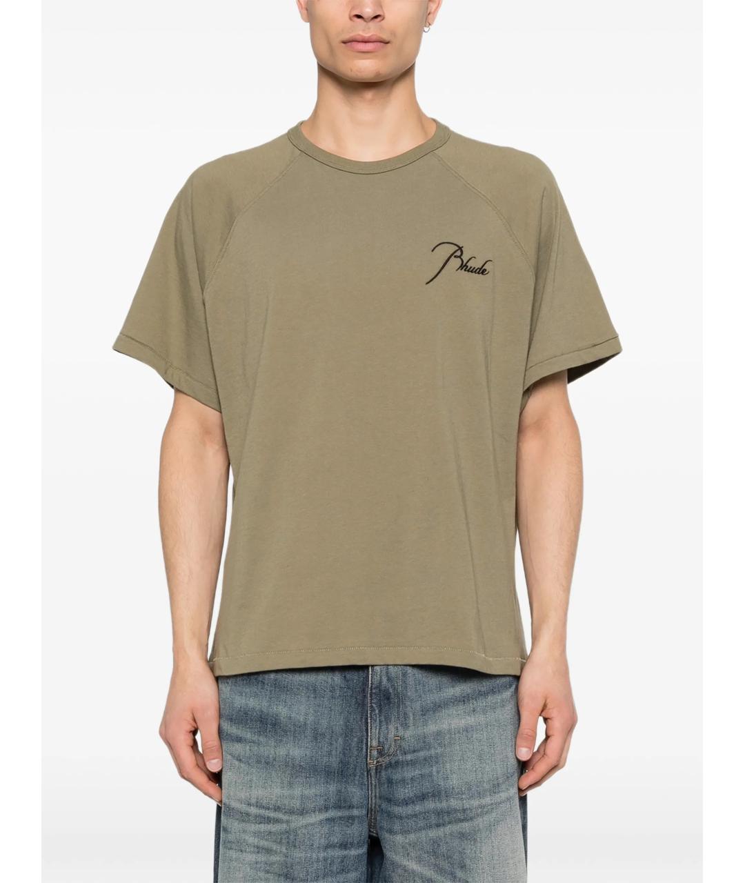RHUDE Зеленая хлопковая футболка, фото 3