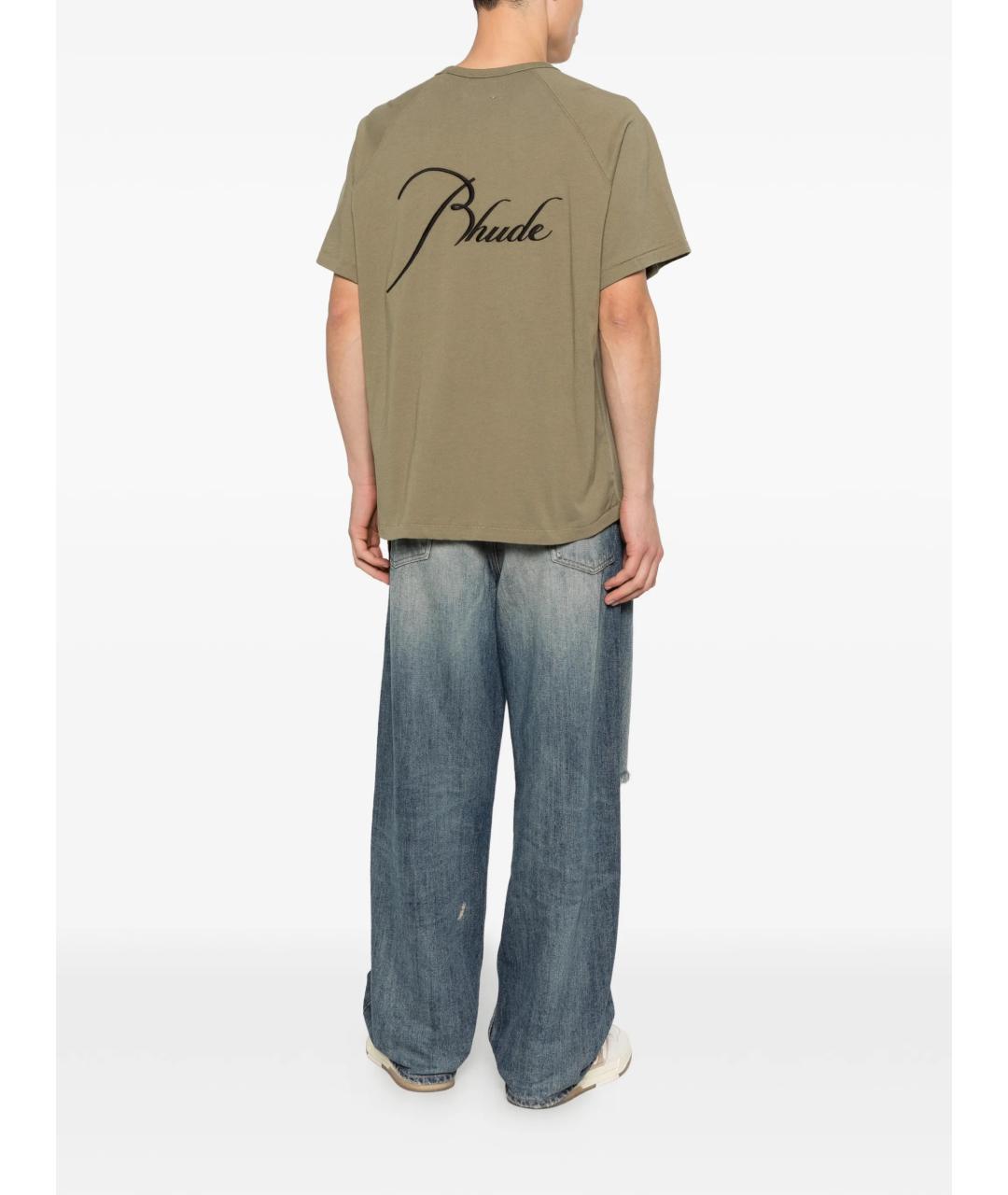 RHUDE Зеленая хлопковая футболка, фото 2