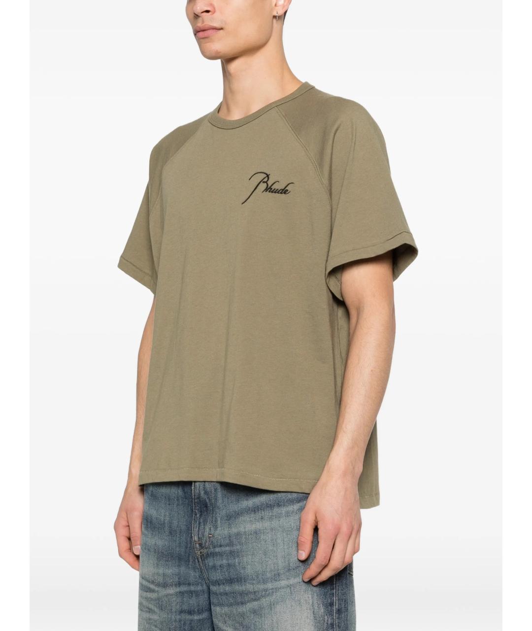 RHUDE Зеленая хлопковая футболка, фото 4