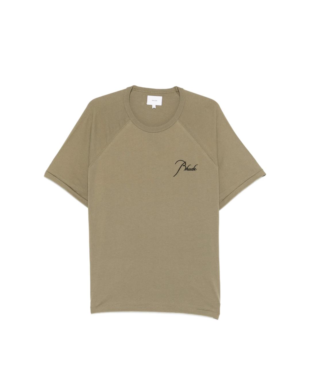 RHUDE Зеленая хлопковая футболка, фото 1