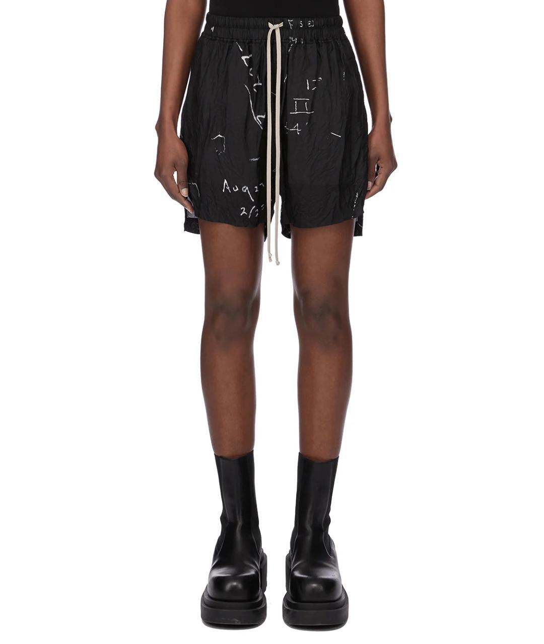 RICK OWENS Черные вискозные шорты, фото 2