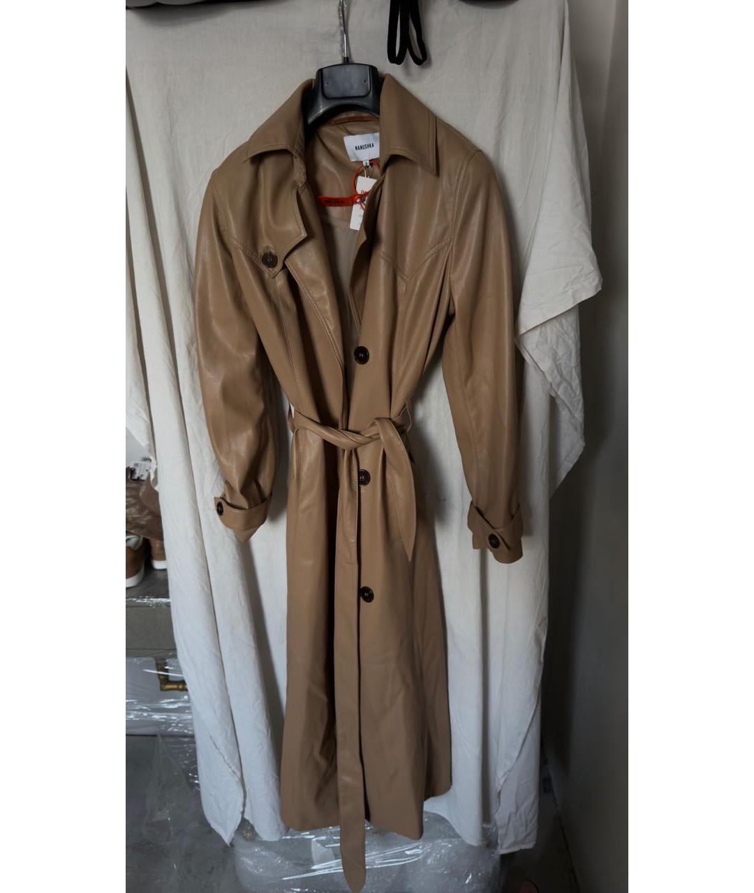 NANUSHKA Бежевый полиэстеровый тренч/плащ, фото 5