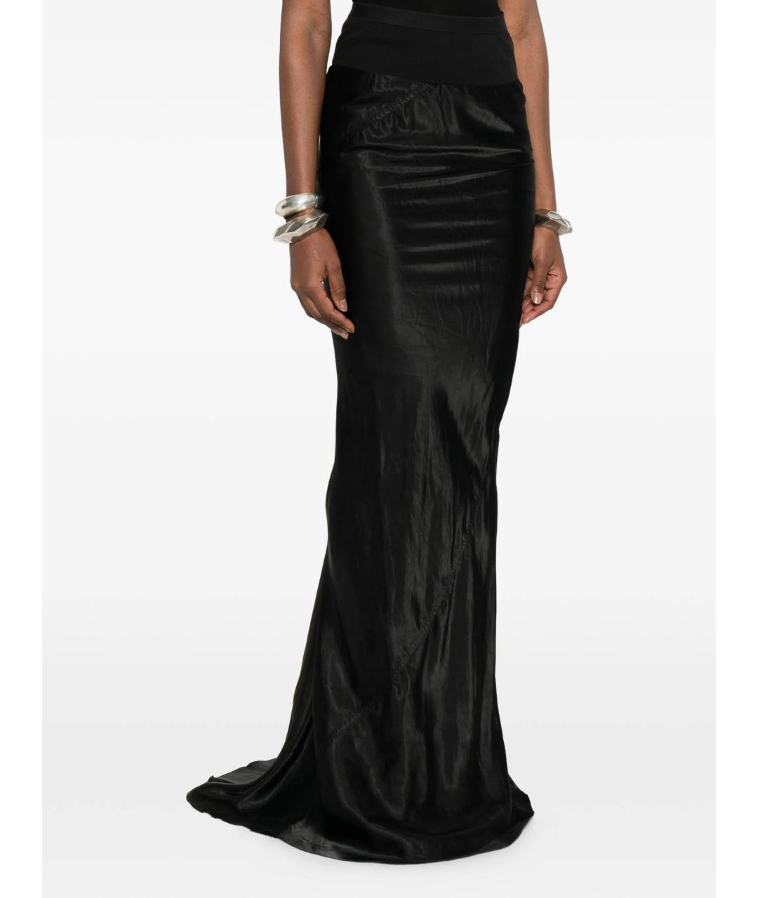RICK OWENS Черная вискозная юбка макси, фото 5