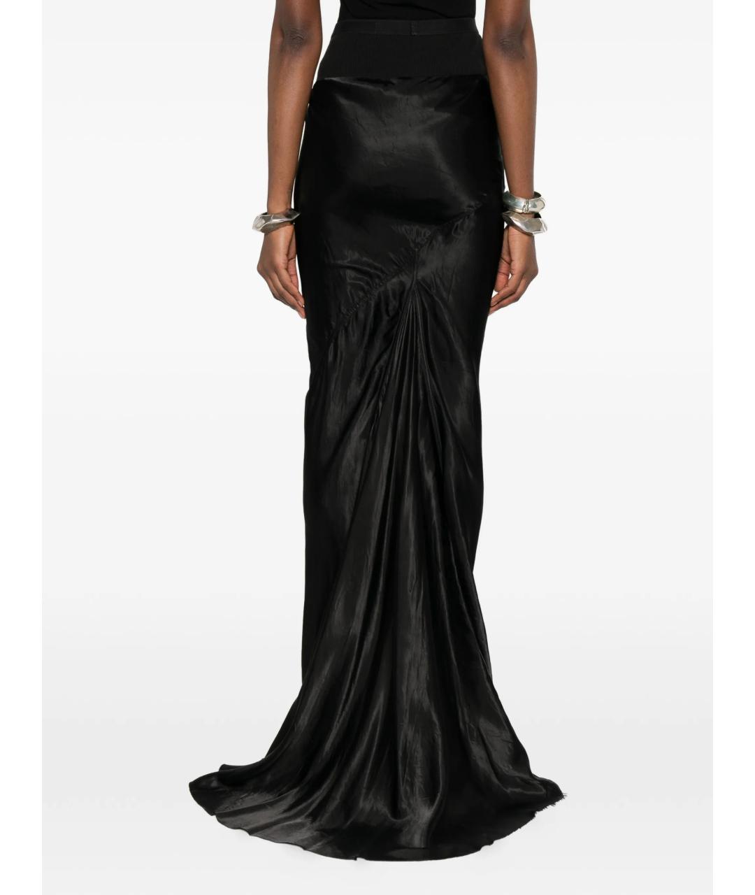 RICK OWENS Черная вискозная юбка макси, фото 3